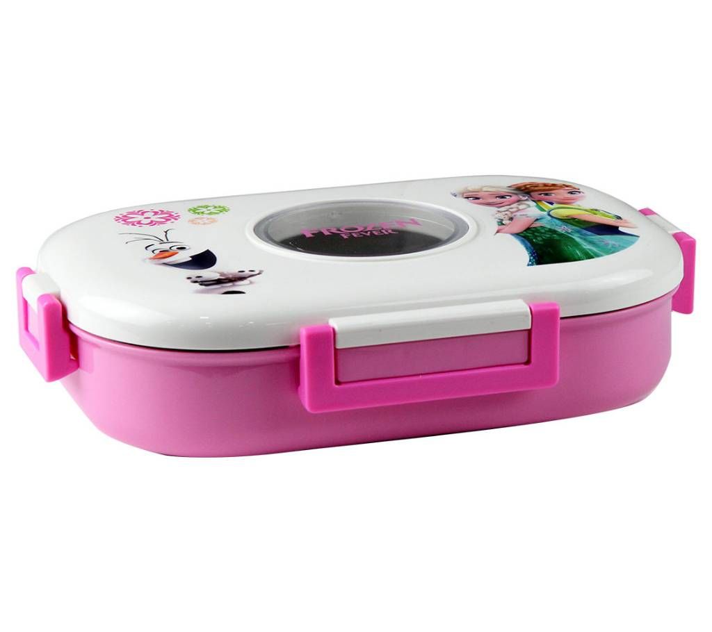 Beautiful Anna & Elsa with Snow Man Pink Lunch Box