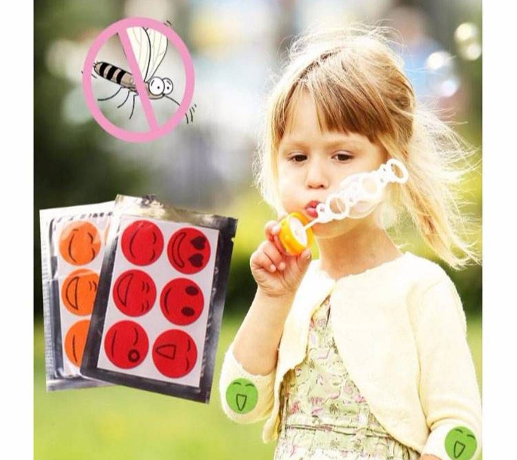 12Pcs/lot(2 Page) Anti Mosquito Repellent Patch Emoji Sticker for Kids