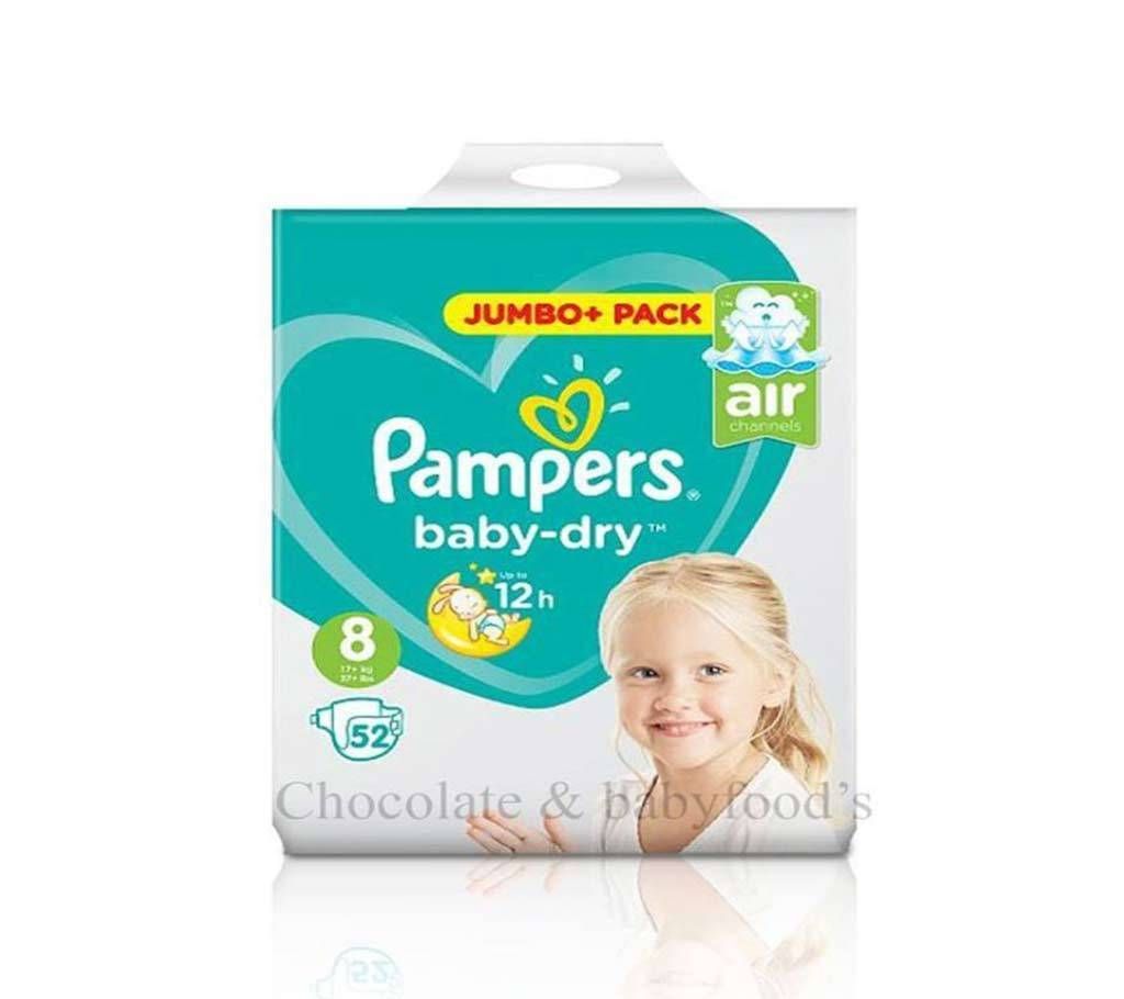 Pampers Baby Dry Size 8, 52 Nappies Jumbo+ Pack (UK)