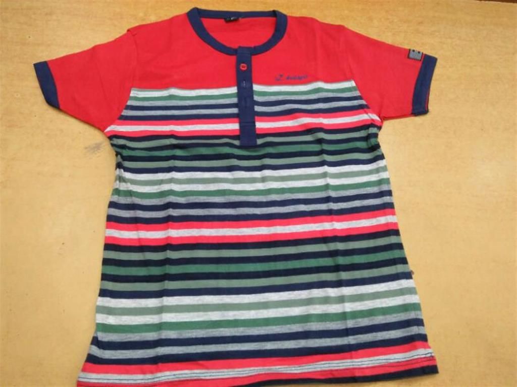 Red Stripe Button T-shirt