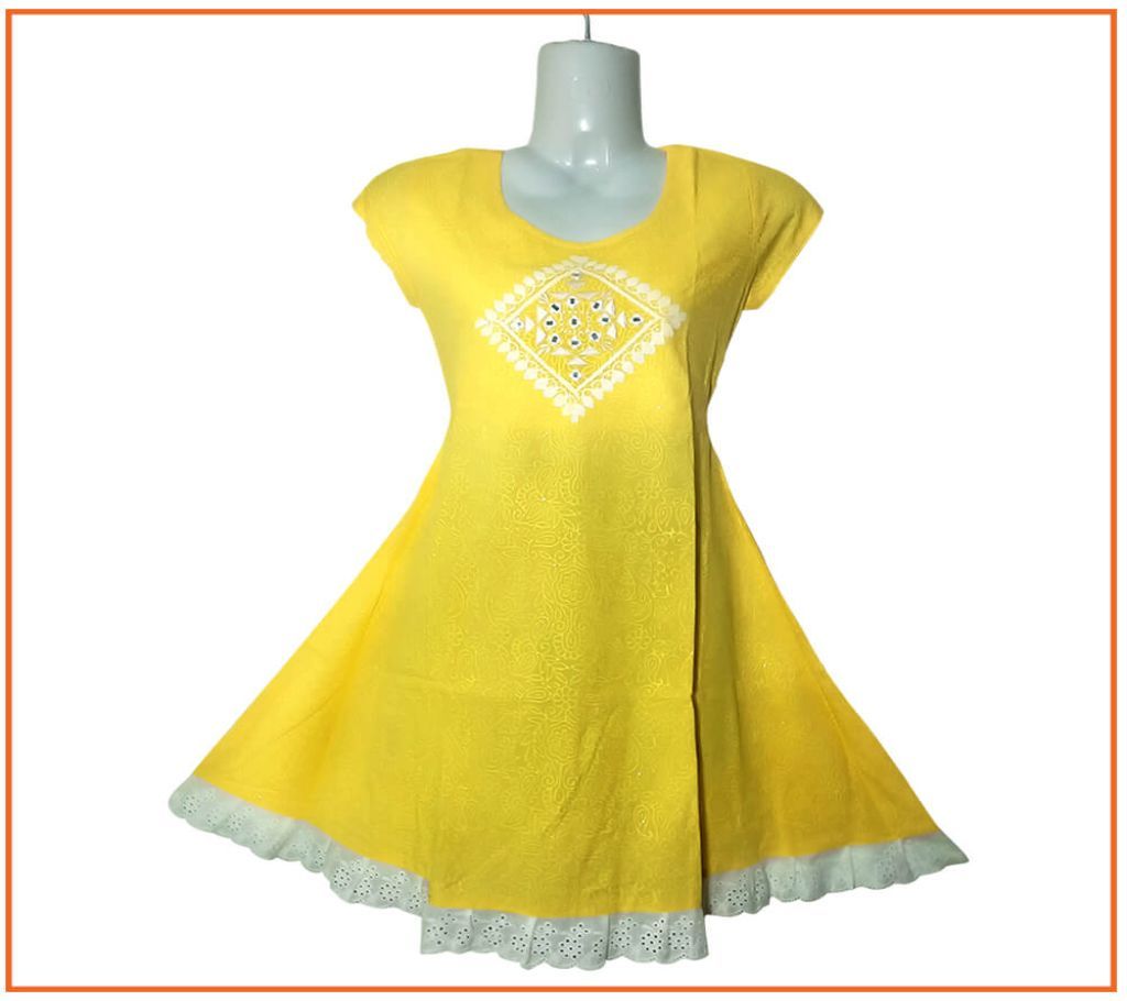 Screen Printed Cotton Girls Frocks