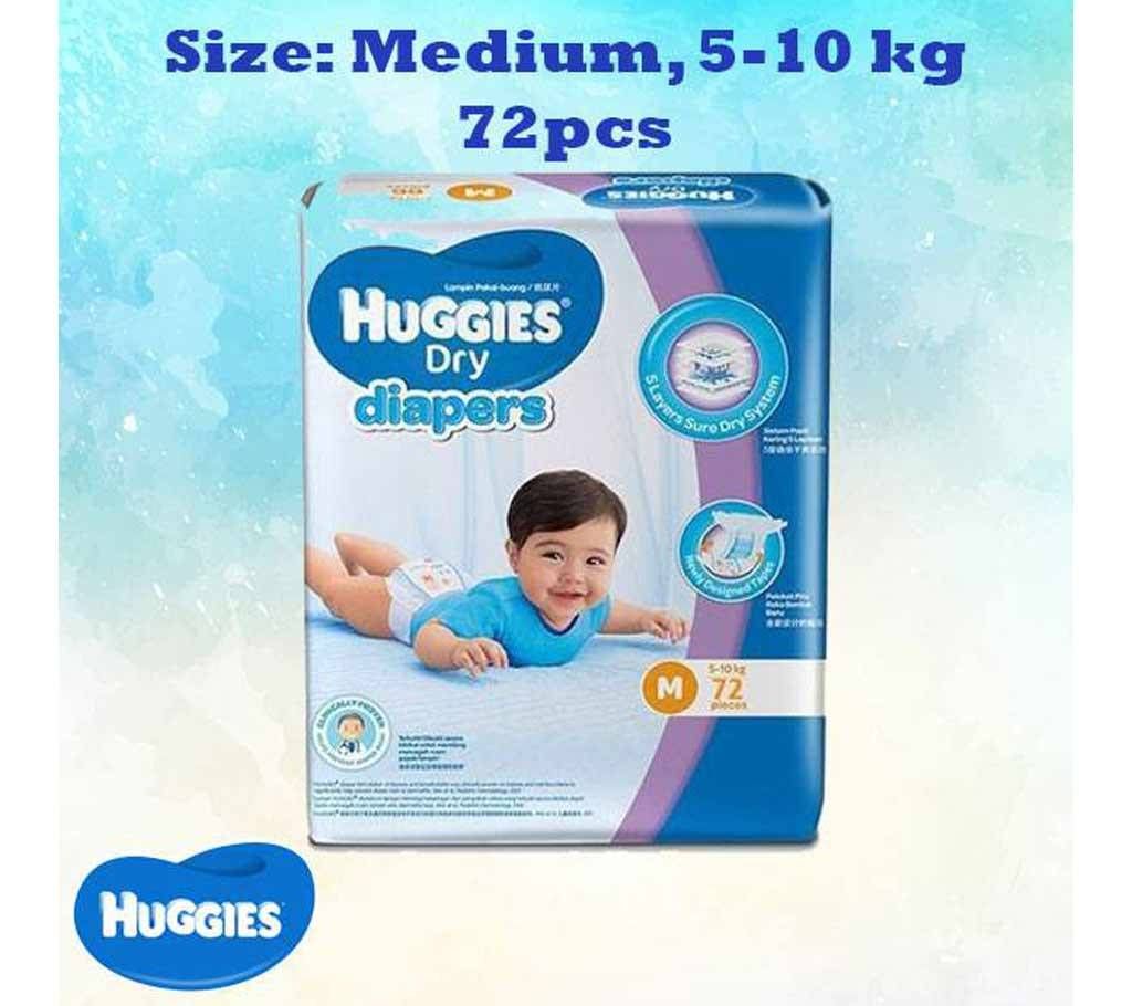Huggies Dry Diapers,M,5-10kg, 72pcs