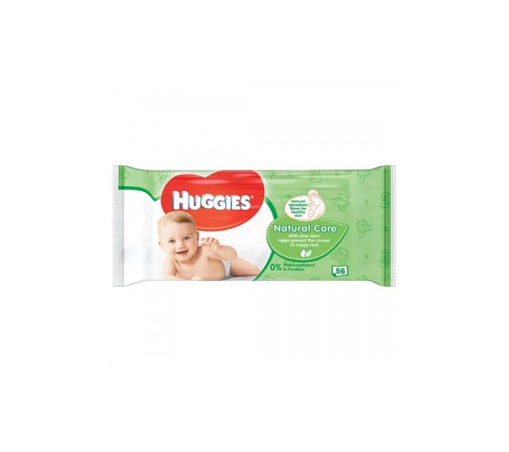 Huggies Natural Care Baby Wipes with Aloe Vera - 56 Pcs