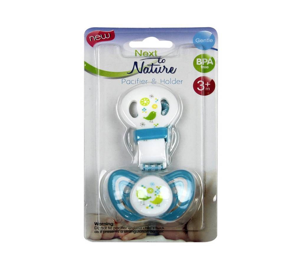 Next to Nature Sky Blue Bird Pacifier and Holder