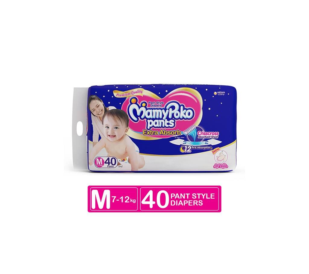 MamyPoko Pant Diaper  (7-12kg)- M- 40pcs- India