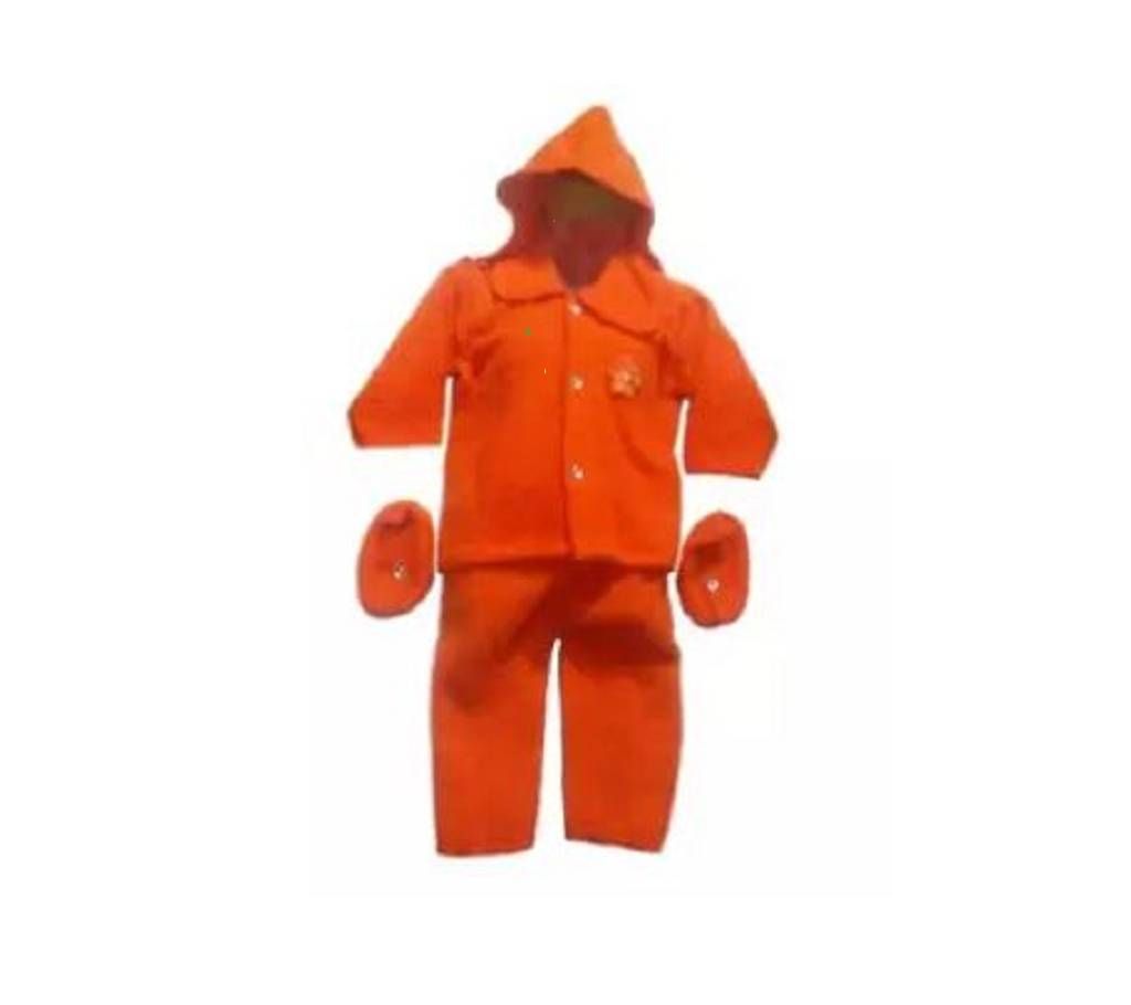 Orange Woolen New Born Baby Dress Set