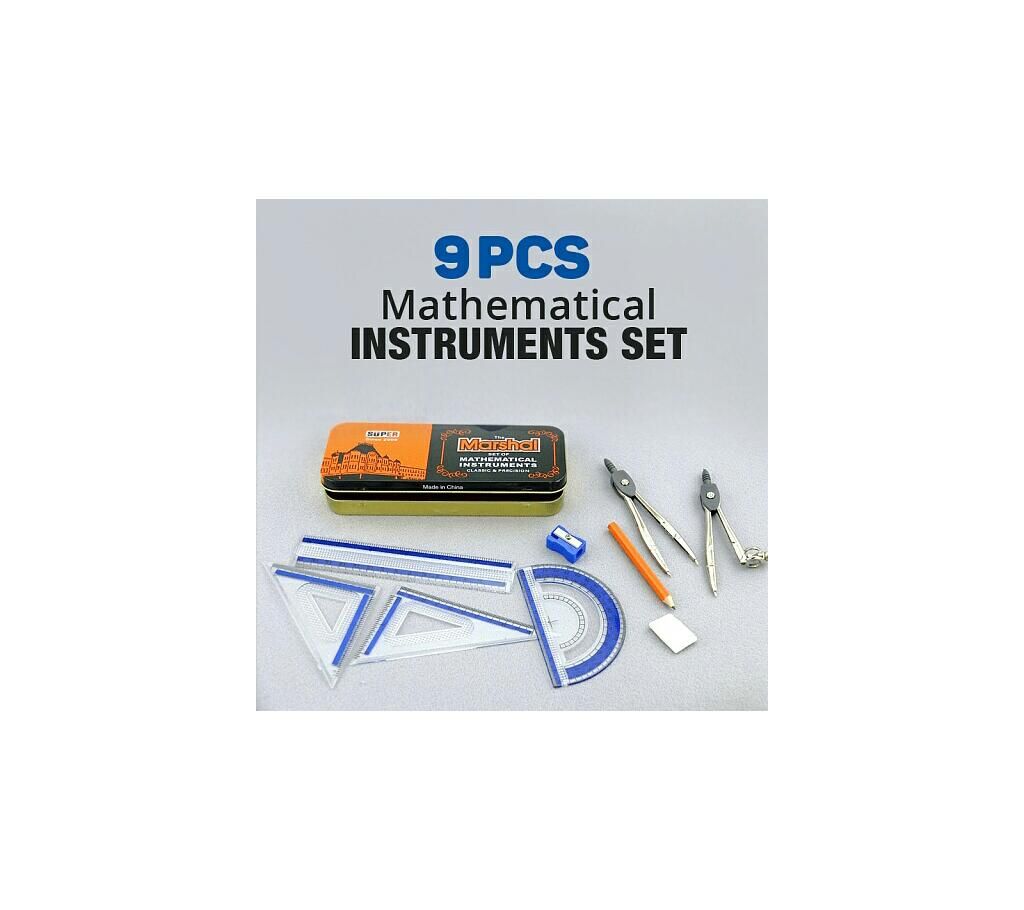 Marshal 9 Pcs Mathematical Instruments set Geometry Box