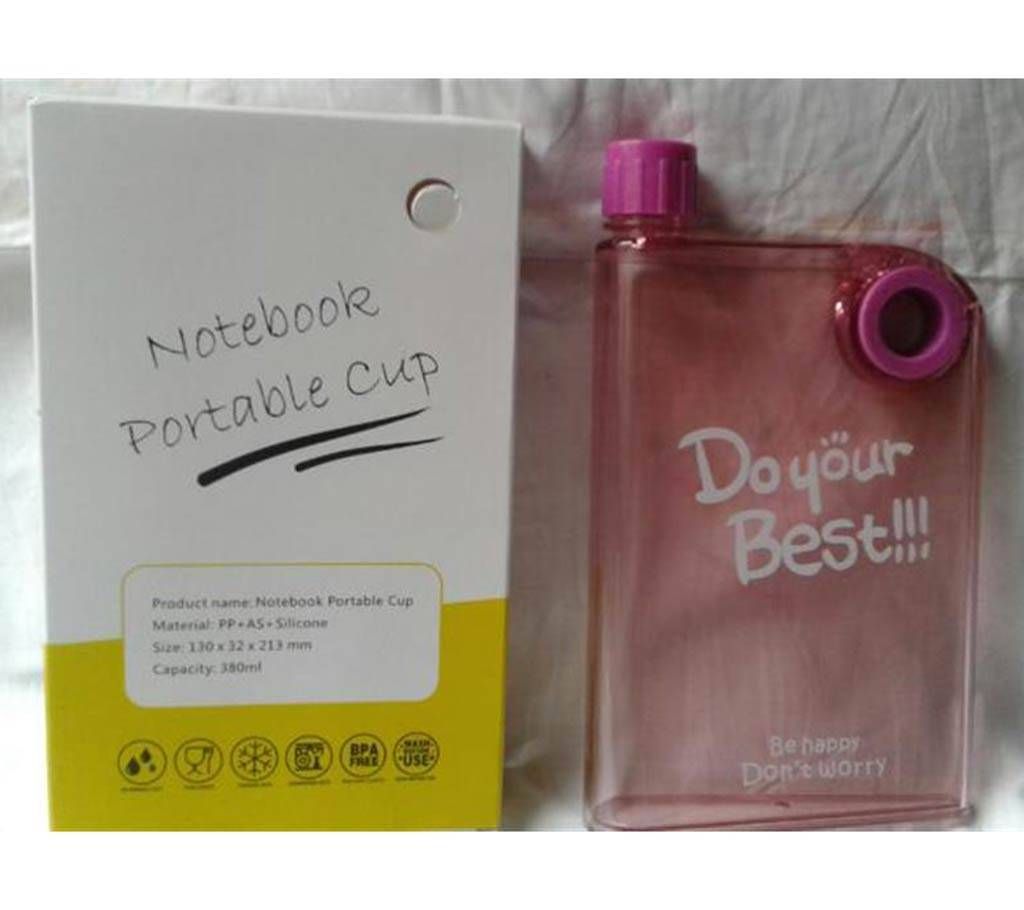 Note book portable water bottle