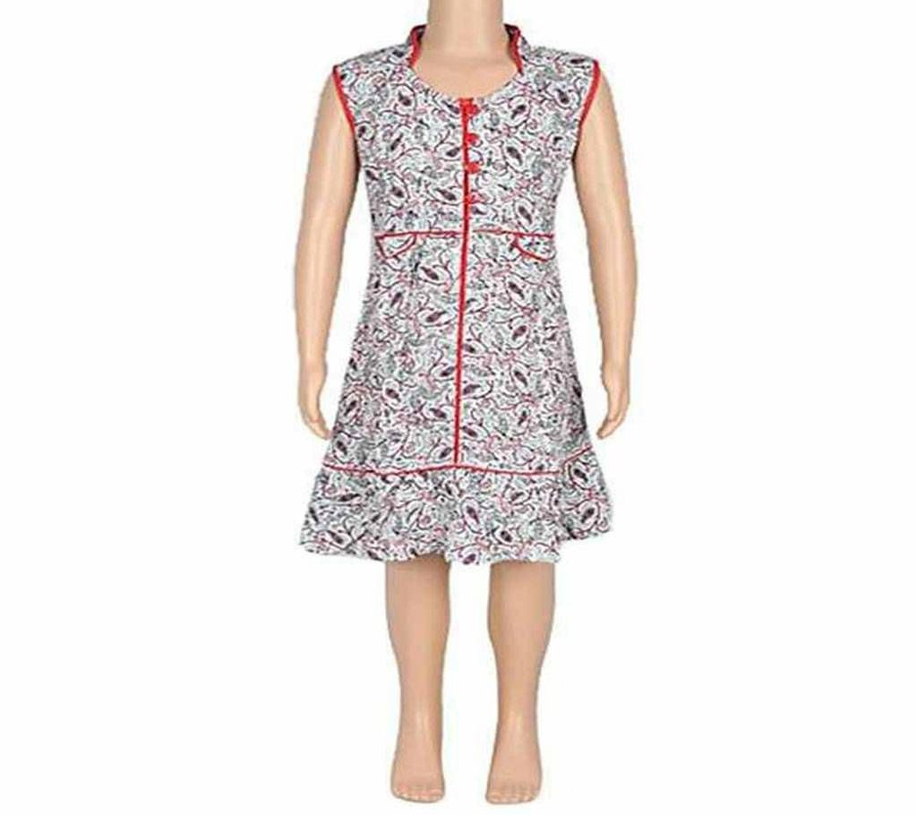 Multi Color Linen Frock For Girls