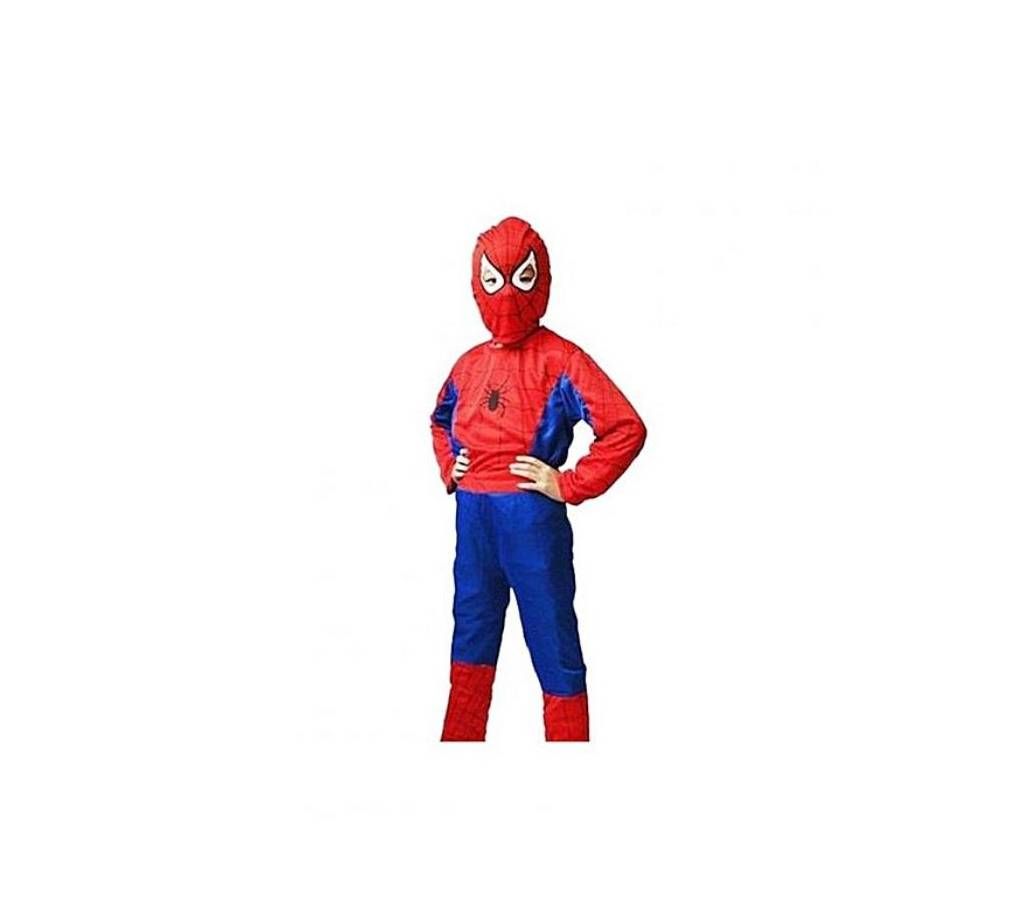 Red And Blue Cotton Spider Man Dress for Kids