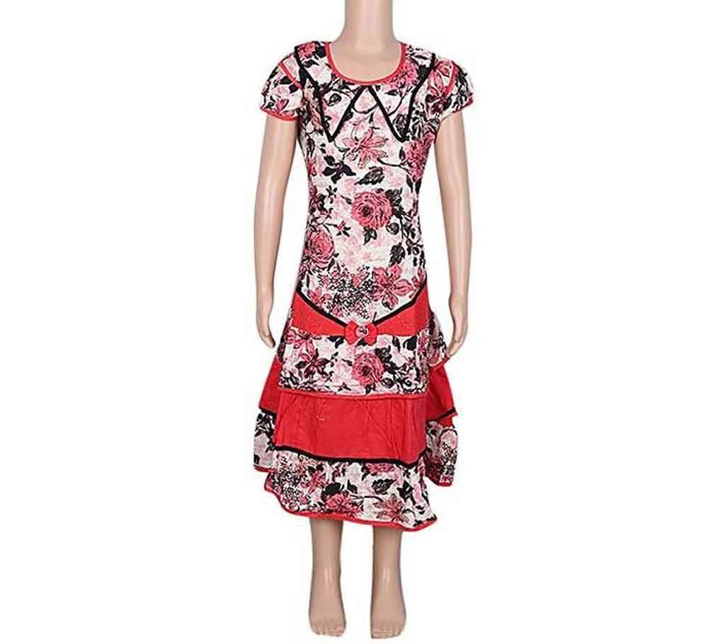 Multicolor Linen Frock For Girls