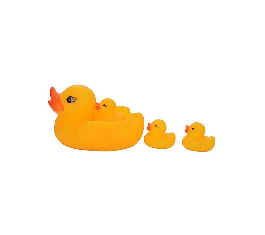 One mother Duck with Three Kids Bath Toys - Yellow