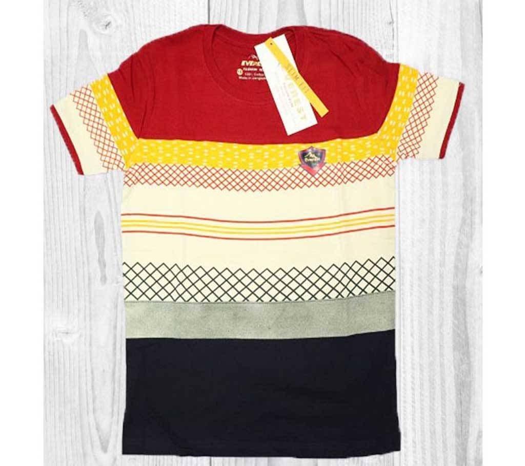 Cotton Short Sleeve Kids Striped T-Shirt For Boys-Mix Colored