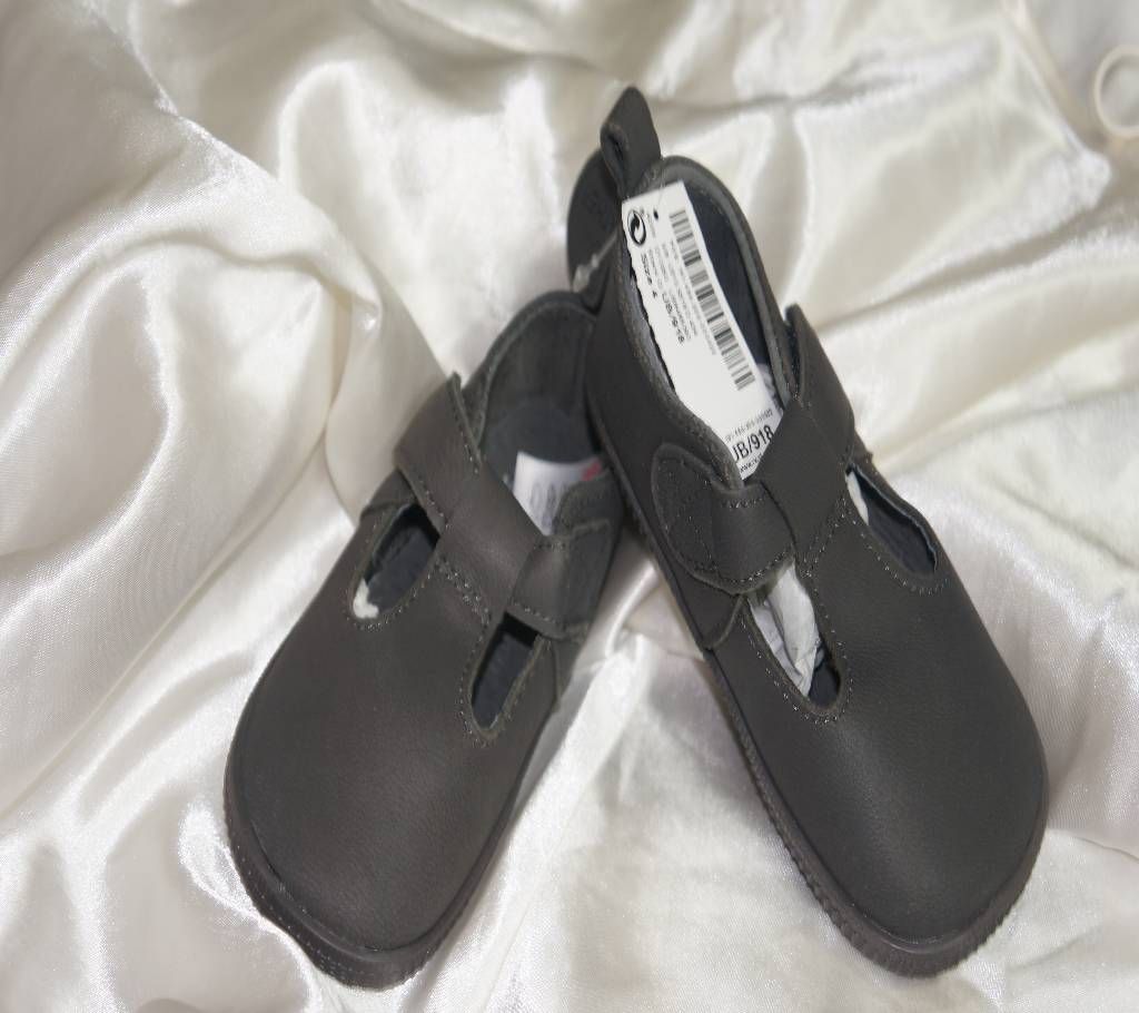 Charcoal T-Bar kids Shoes 