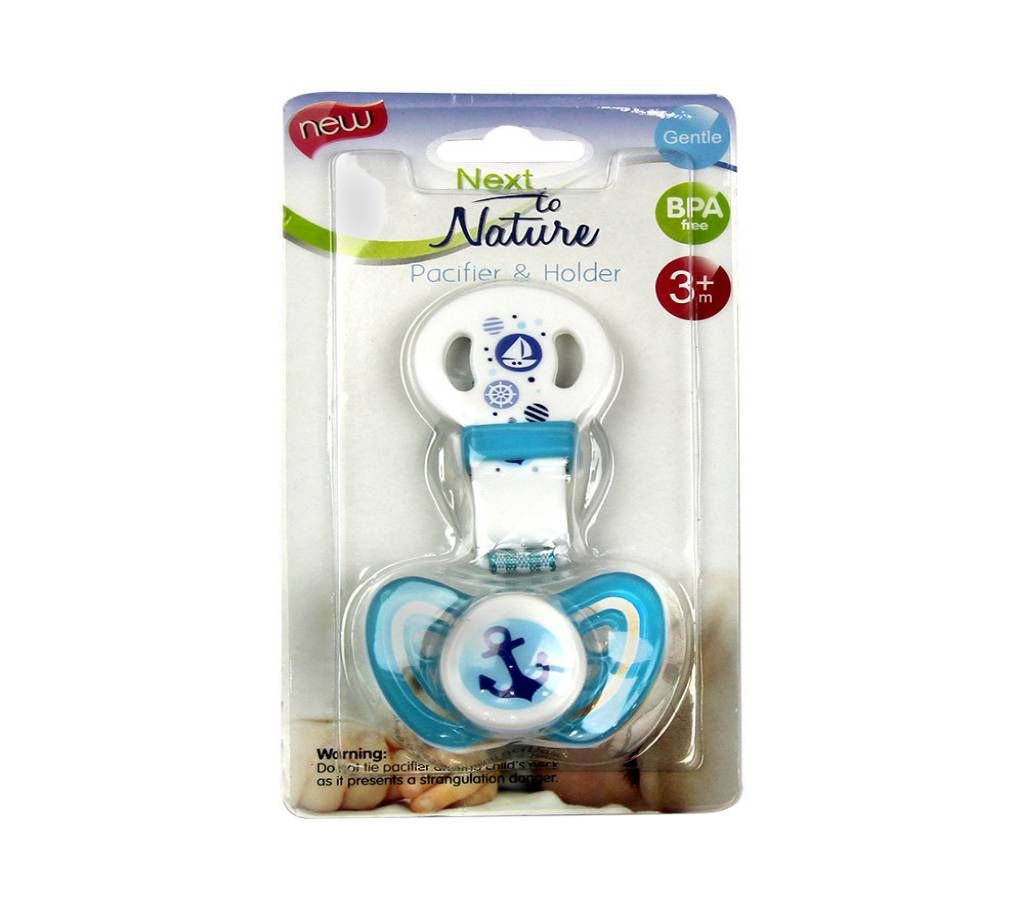 Next To Nature Pink Pacifier and Holder