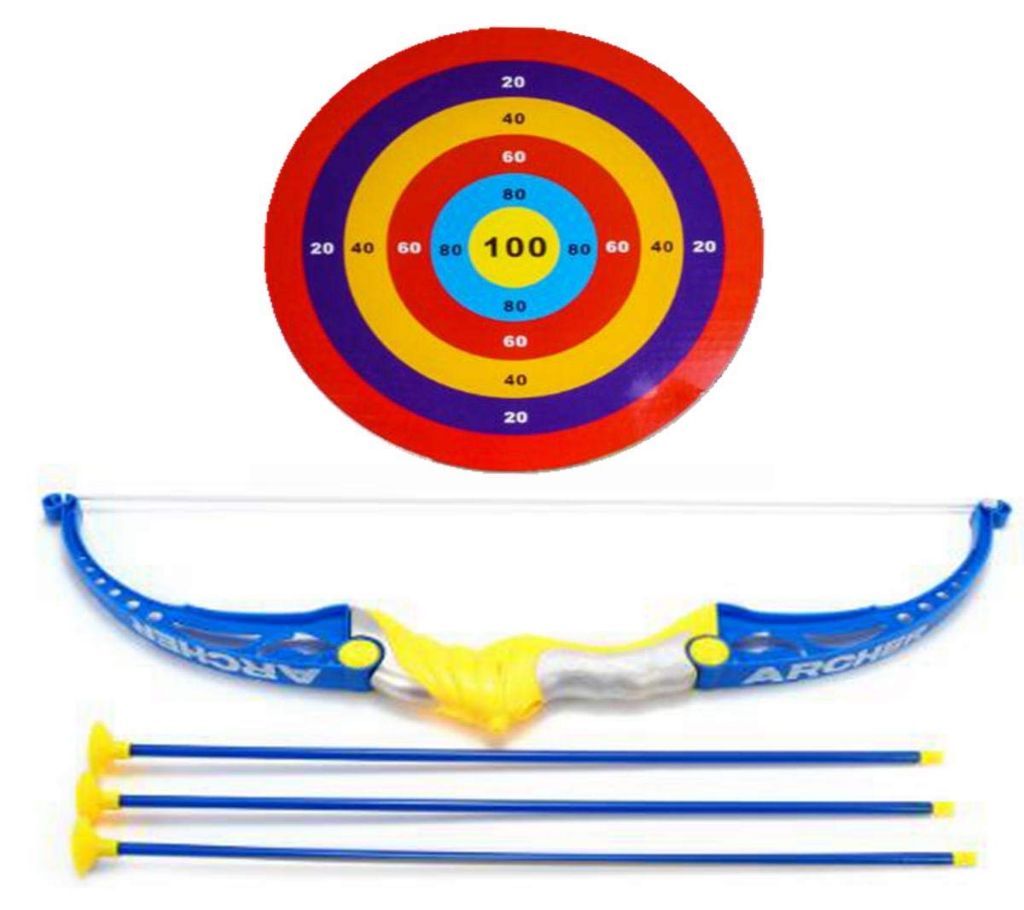 Kids Toy Bow Arrow Archery Target Aiming Shooting Set Outdoor Garden Fun Game (Color May Vary)