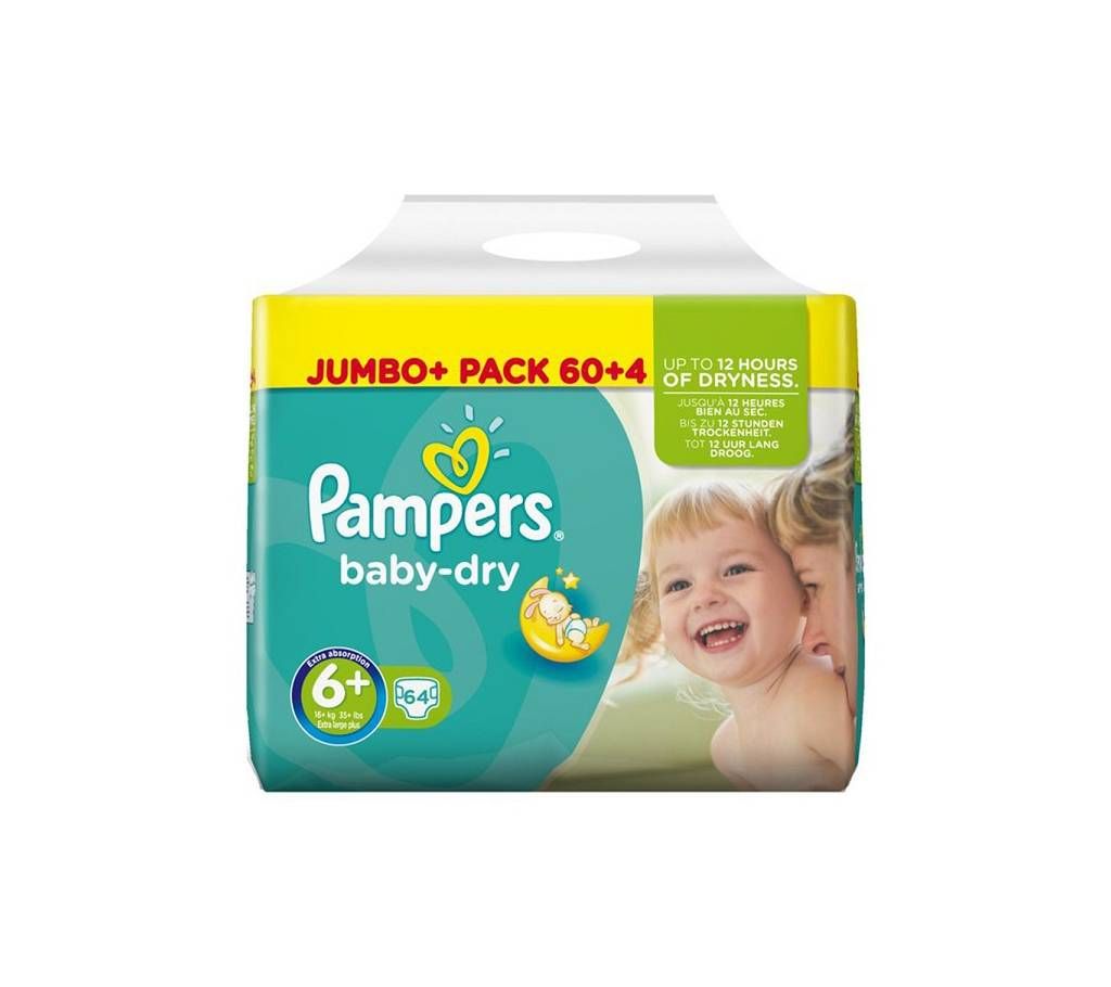 Pampers Baby Dry Nappies Size 6+  Jumbo Pack of 60 (14+ kg) - UK