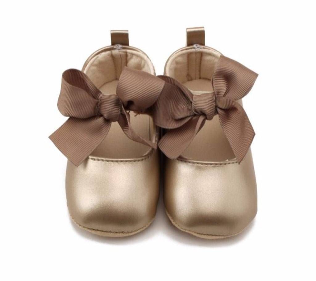 Leather Soft Toddler bowknot Infant Baby Girl Shoes (12-18 Months Baby)