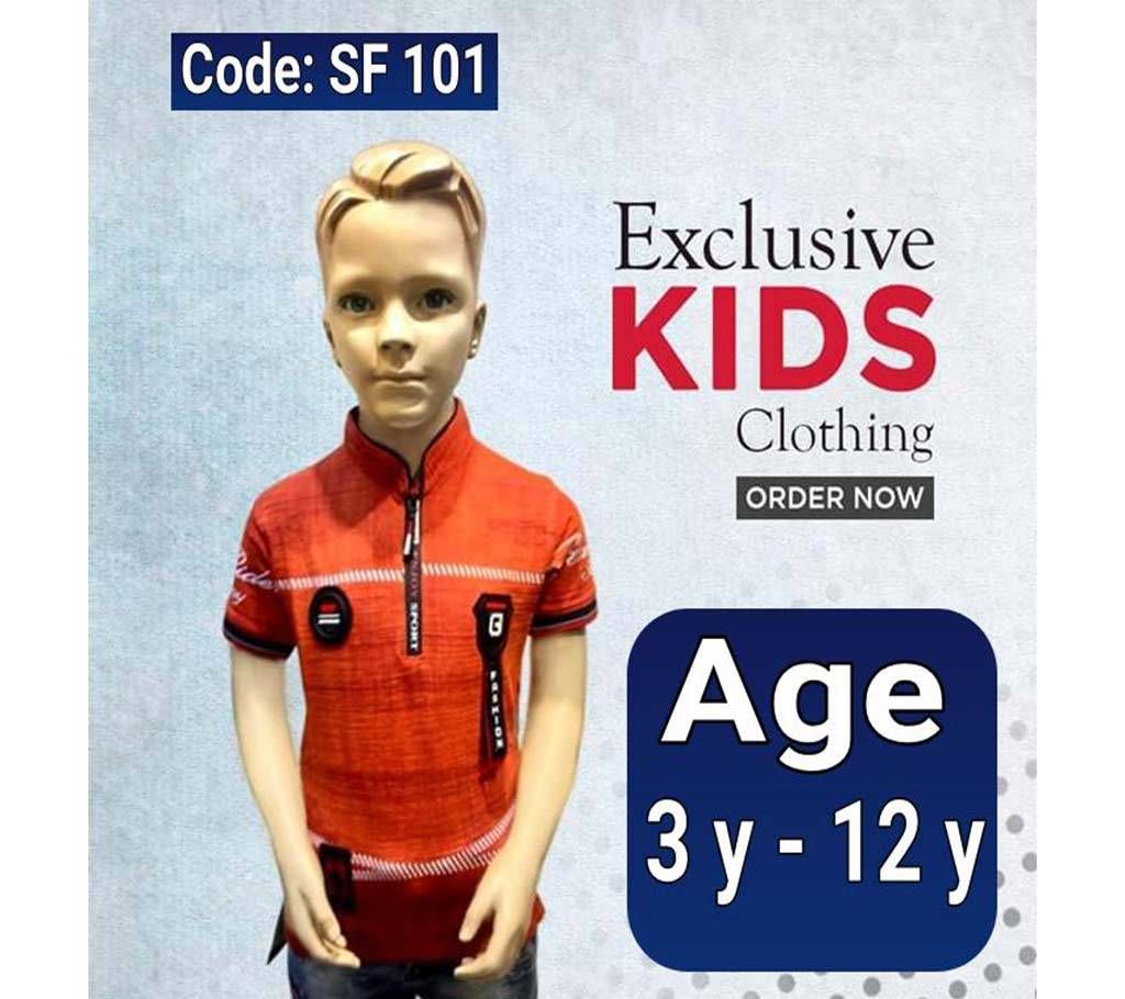 Half Sleeve Kids Polo Shirt Orange 