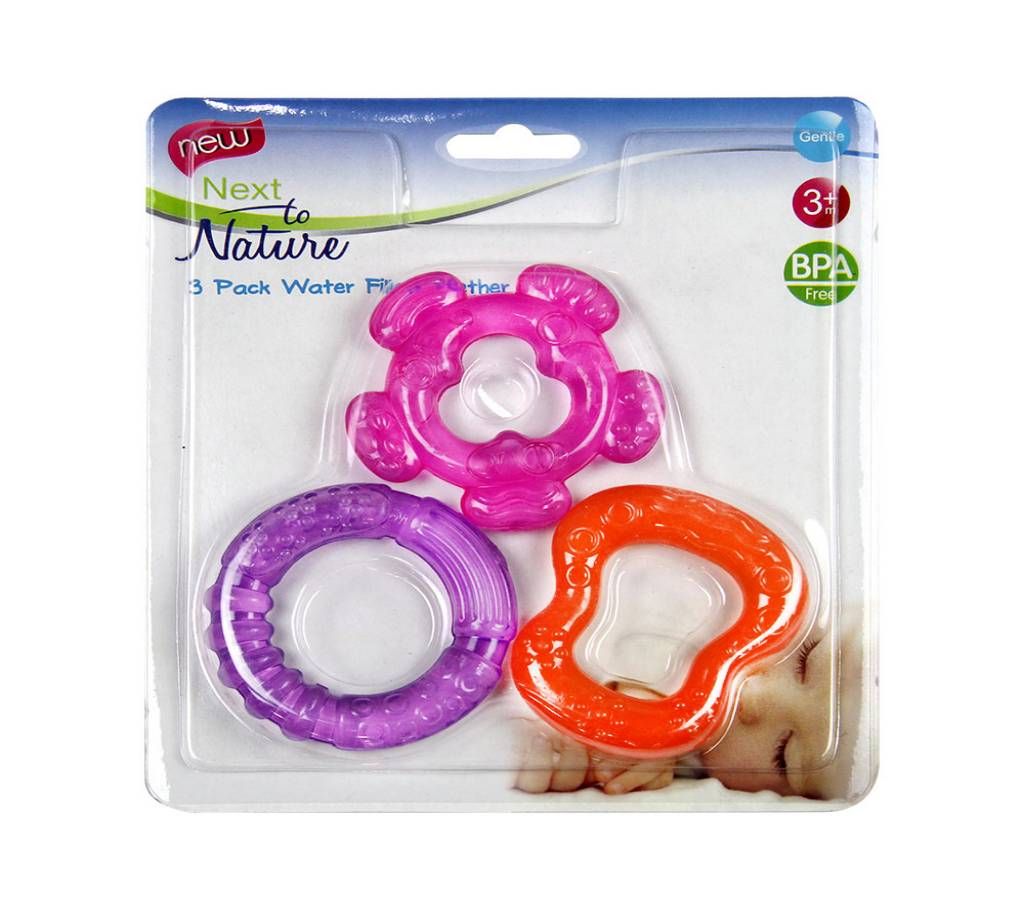NEXT TO NATURE PINK ORANGE 3 PACK WATER FILLED TEETHER