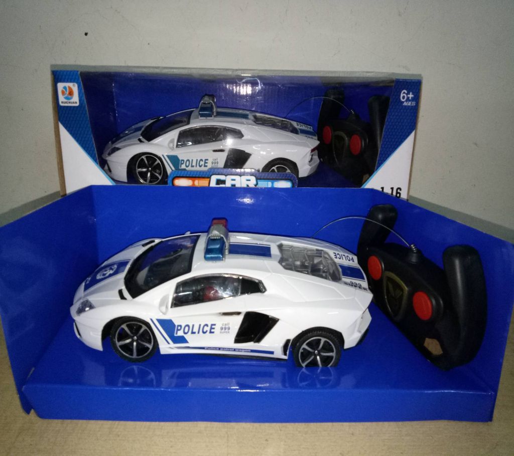 Plastic Remote Control Police Car - White
