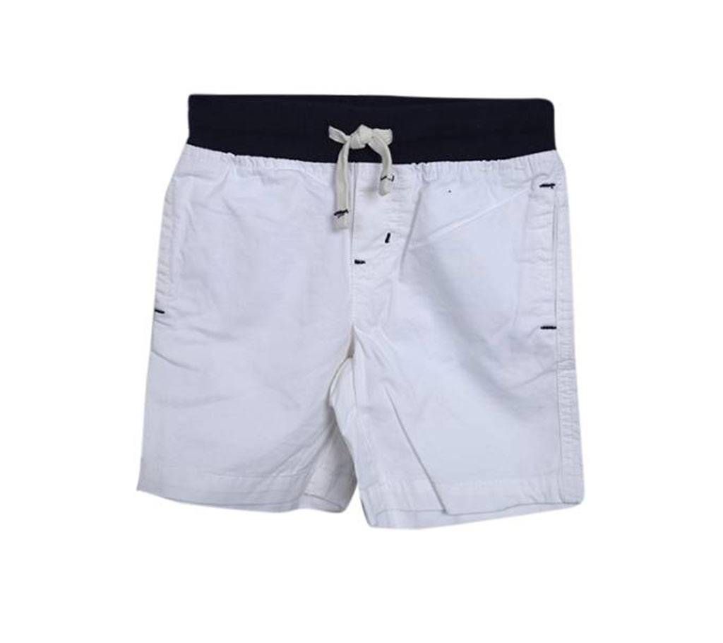 White and Navy Blue Cotton Short for Boys
