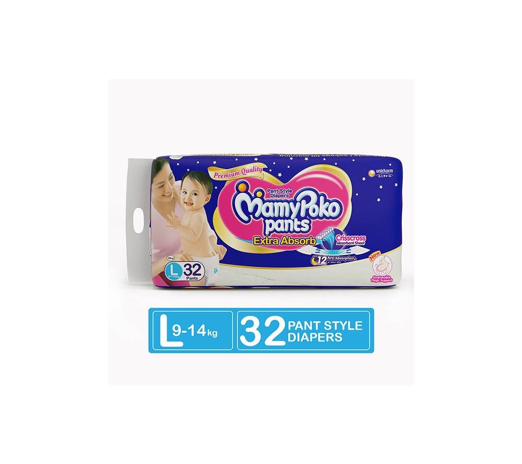 MamyPoko Pant Diaper  (9-14kg)- L- 32pcs- India