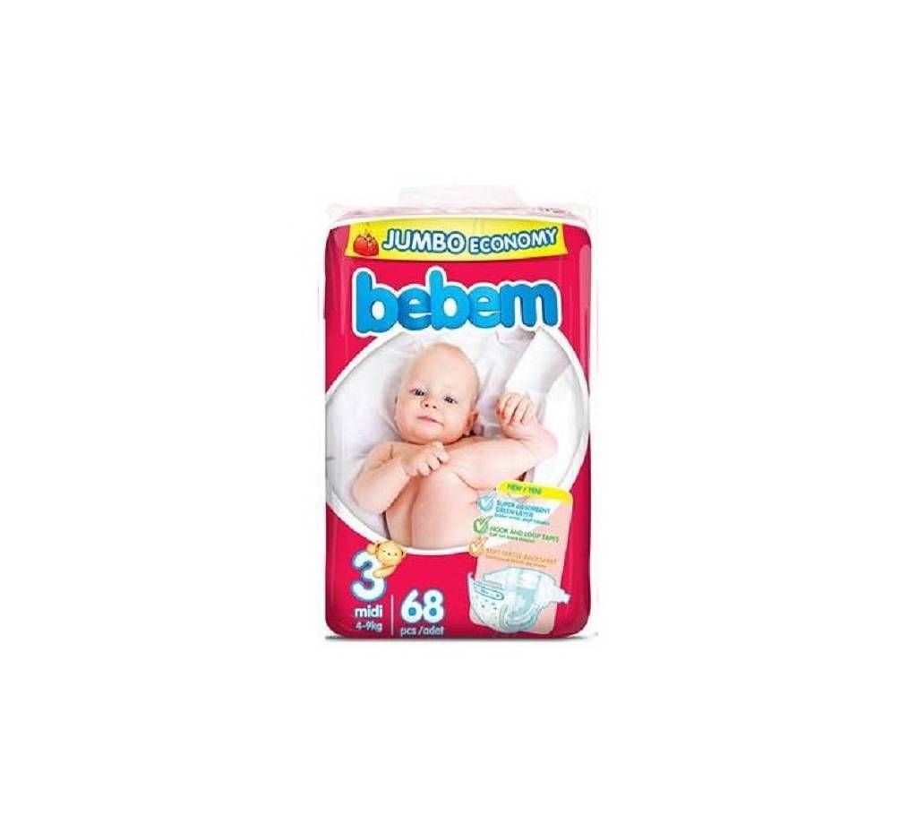 Bebem Diaper (M) 4 - 9kg 68Pcs Turkey
