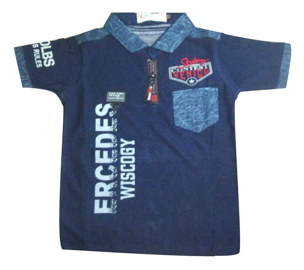 Blue Cotton Short Sleeve T-Shirt FOR KIDS
