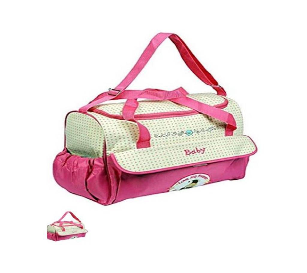 Multi function Baby Diaper Bag - Pink and Brown