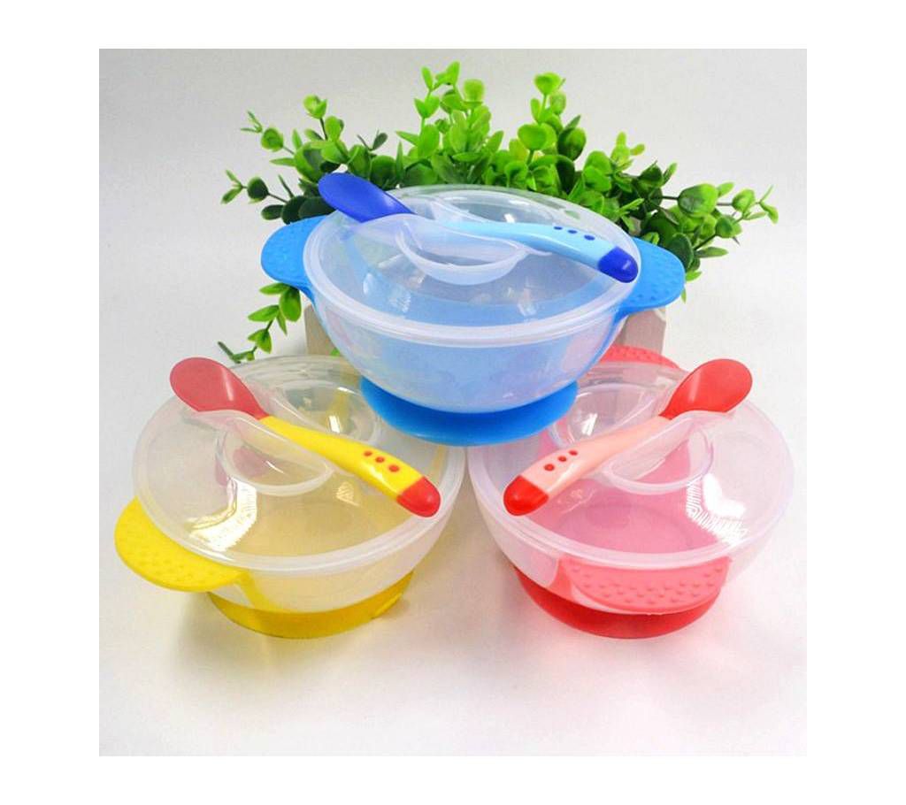 Cute Baby Spoon and Bowl with Cover Feeding Set-1pec