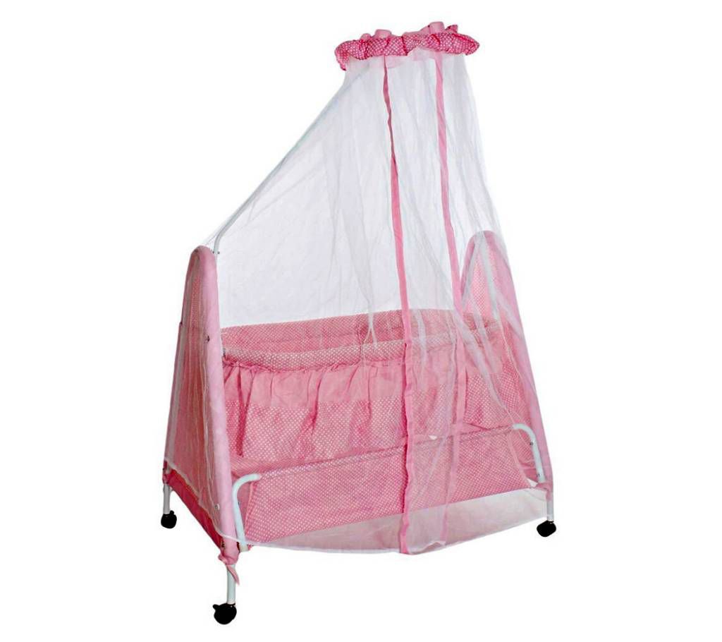 Cool Baby Pink Swinging Cradle with Mosquito Net