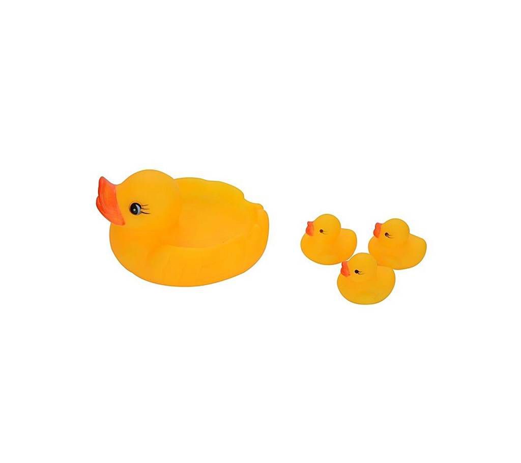 One mother Duck with Three Kids Bath Toys - Yellow