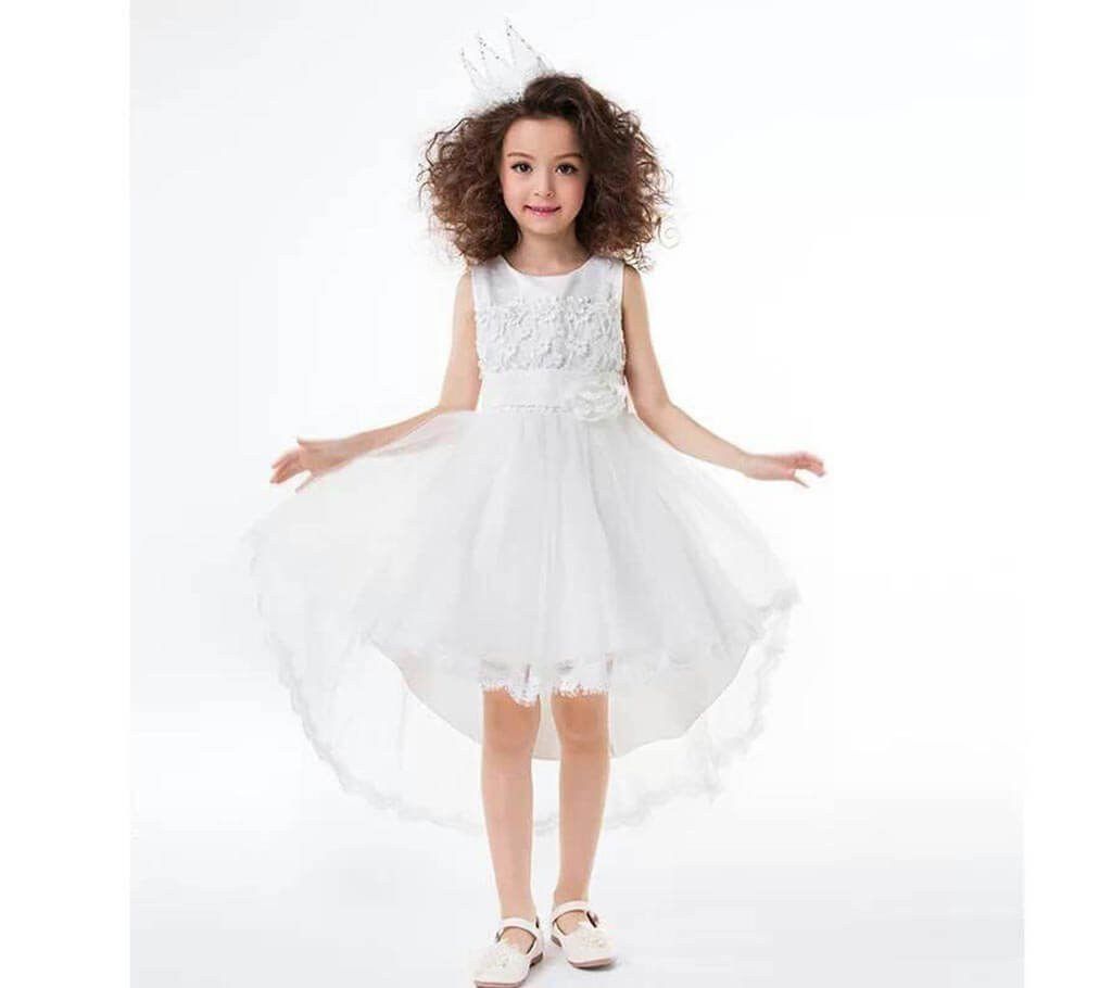 Kids White Party Frock