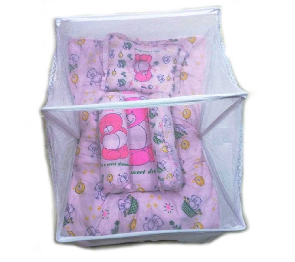 baby bed with mosquito net and pillow 