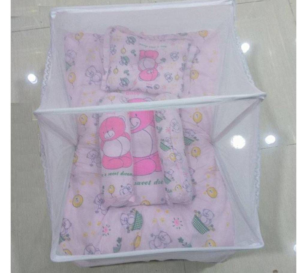 baby bed with mosquito net and pillow 