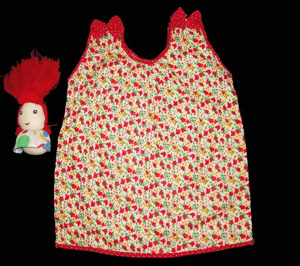 red yellow full cotton sleeveless frock 