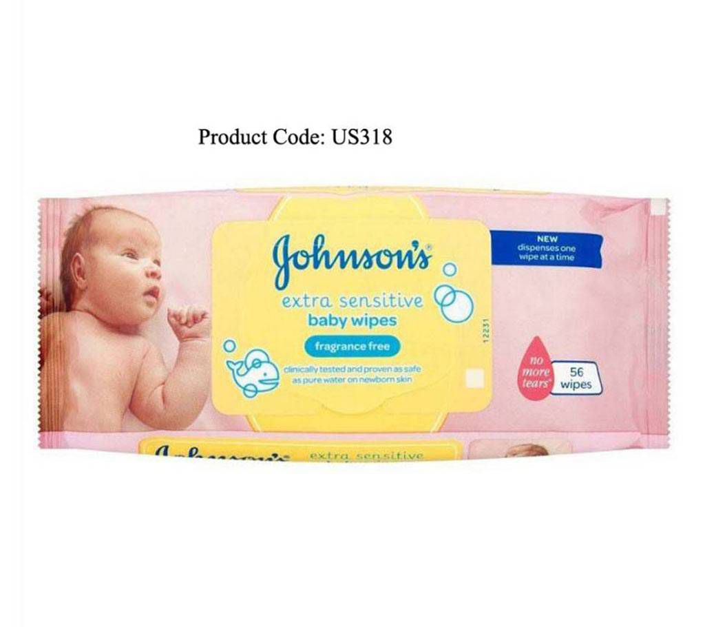 Johnson's baby wipes- 56 pieces 