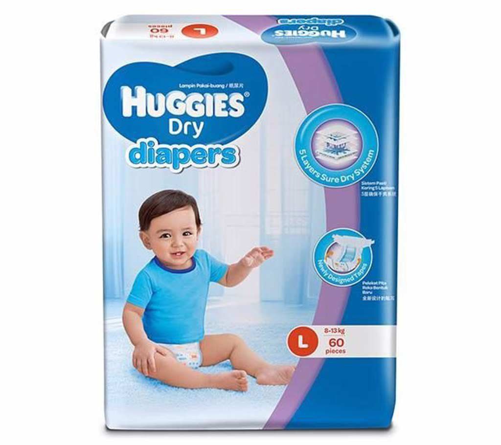 Huggies dry Diapers L -Size (60 Pc)