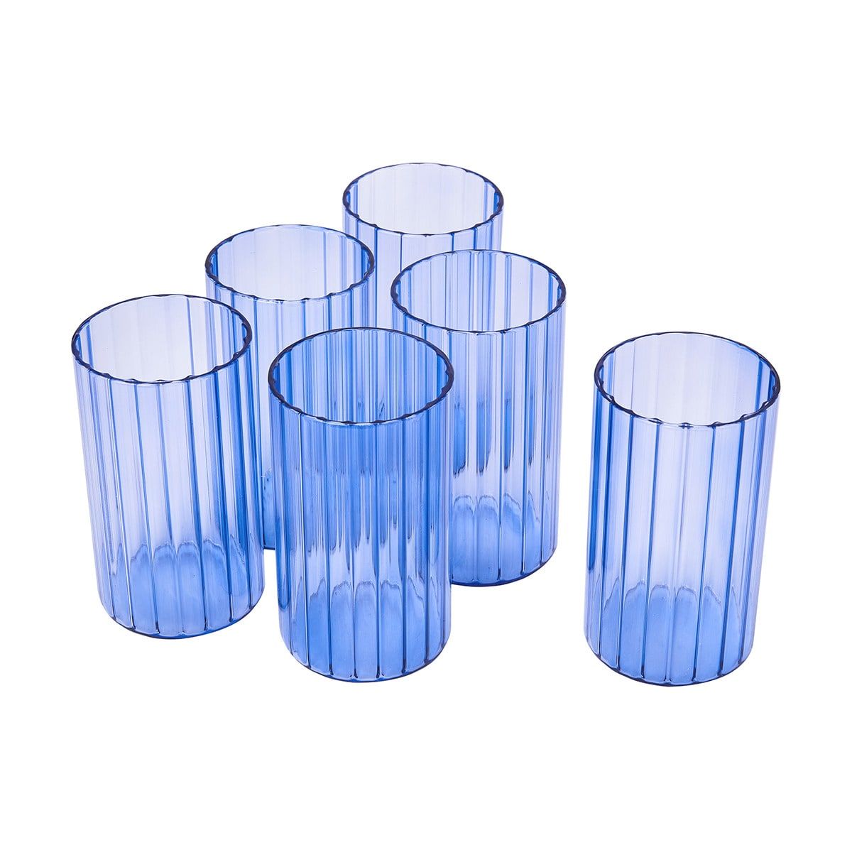 6 Blue Wavy Hiball Glasses