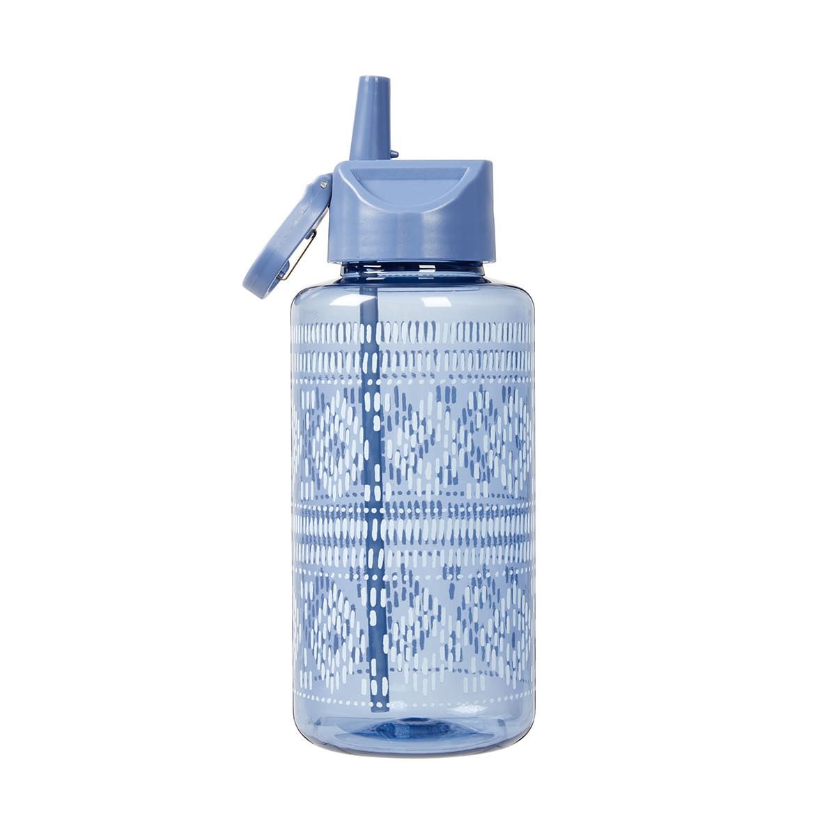 1L Blue Geo Cylinder Drink Bottle