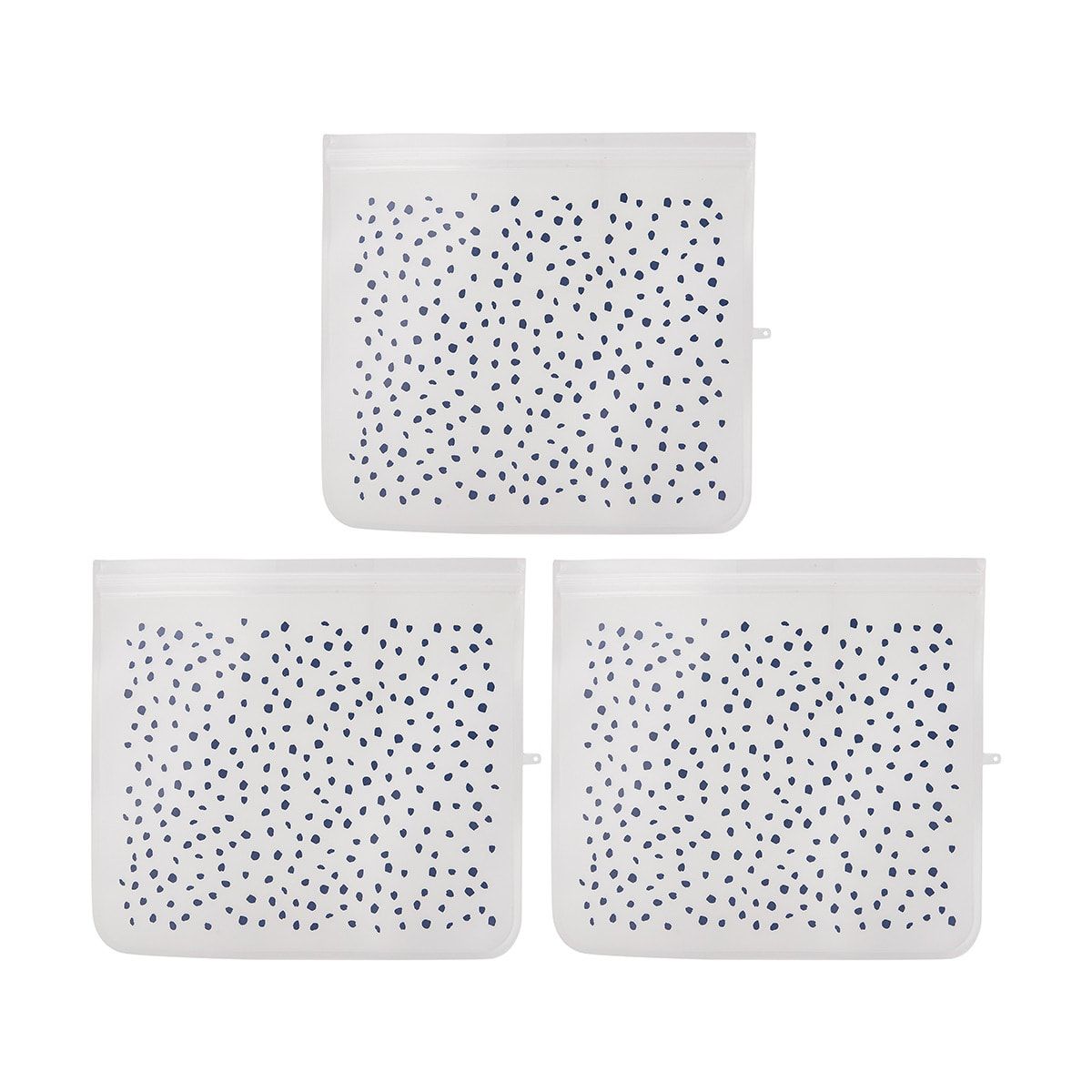 3 Pack Blue Dot Large Snack Pouches