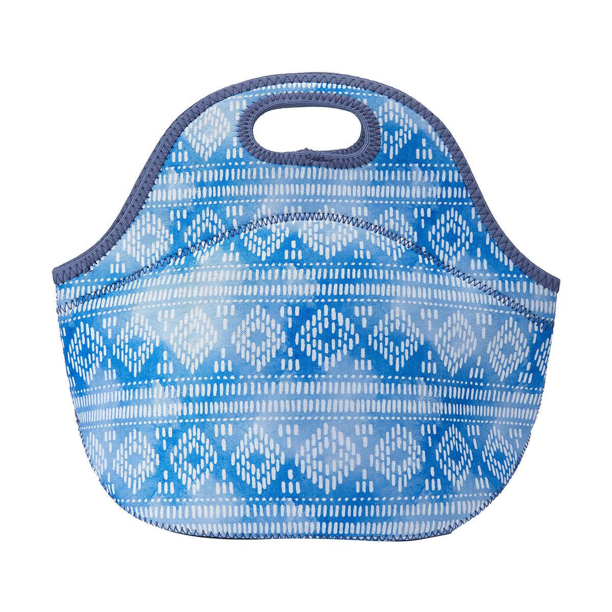 Blue Geo Neoprene Lunch Bag