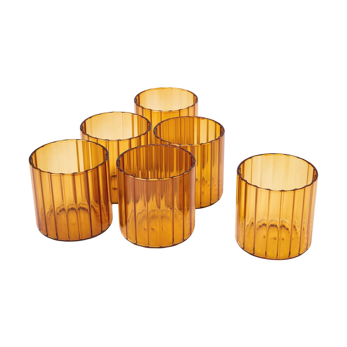 6 Amber Wavy Tumblers