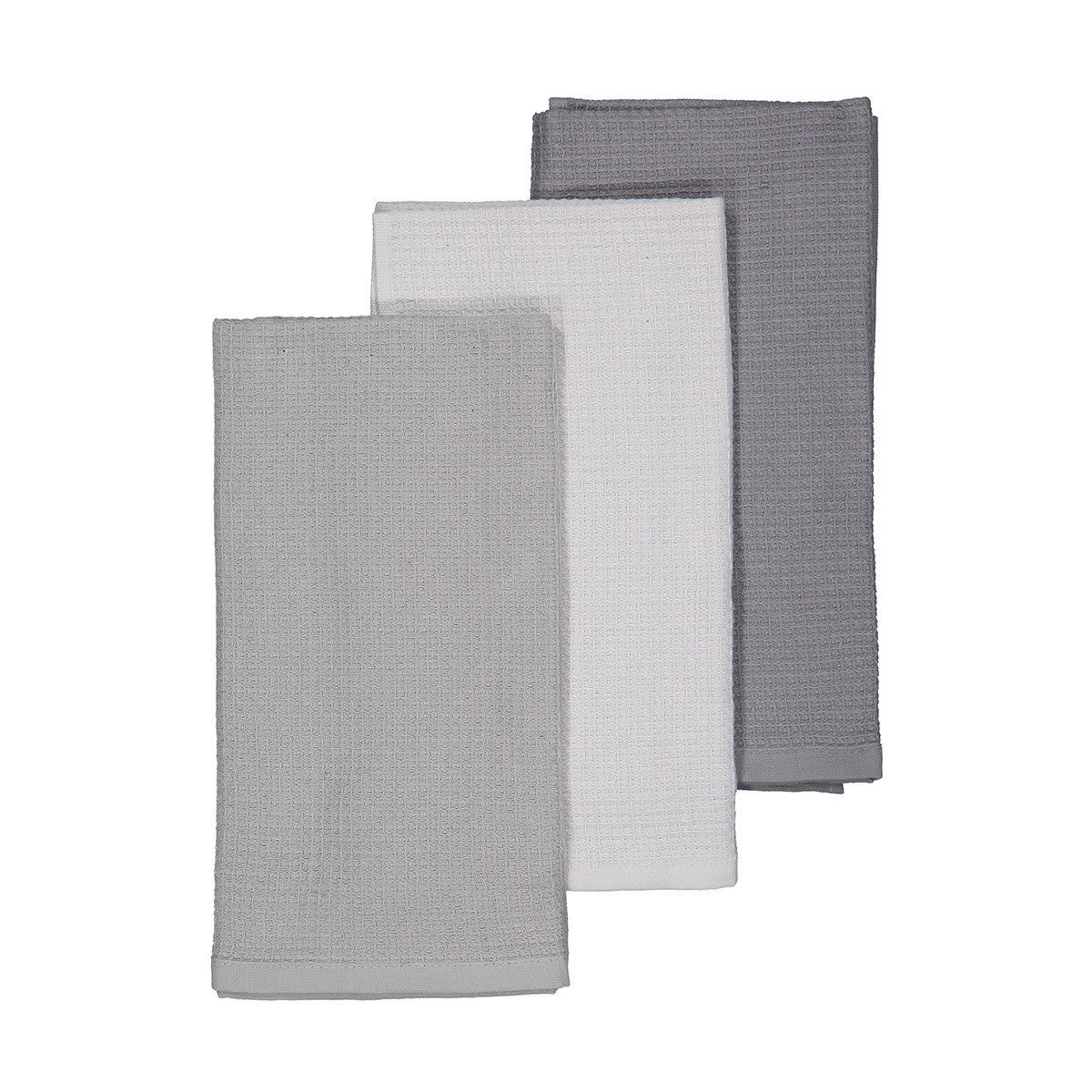 3 Pack Grey Waffle Extra Large Tea Towels
