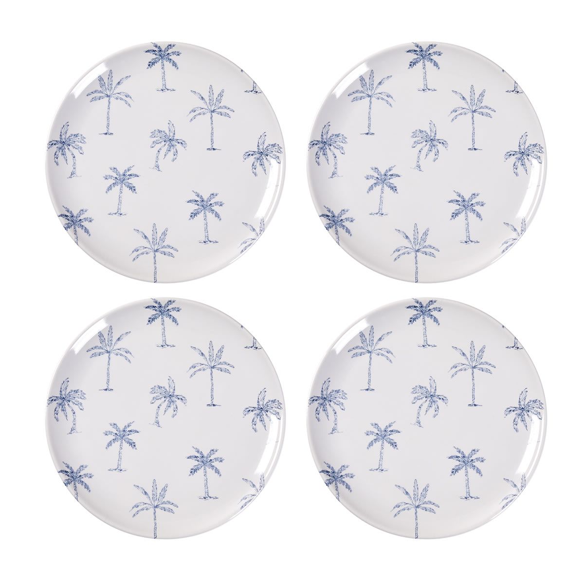 4 Pack Coastal Palm Dinner Plates