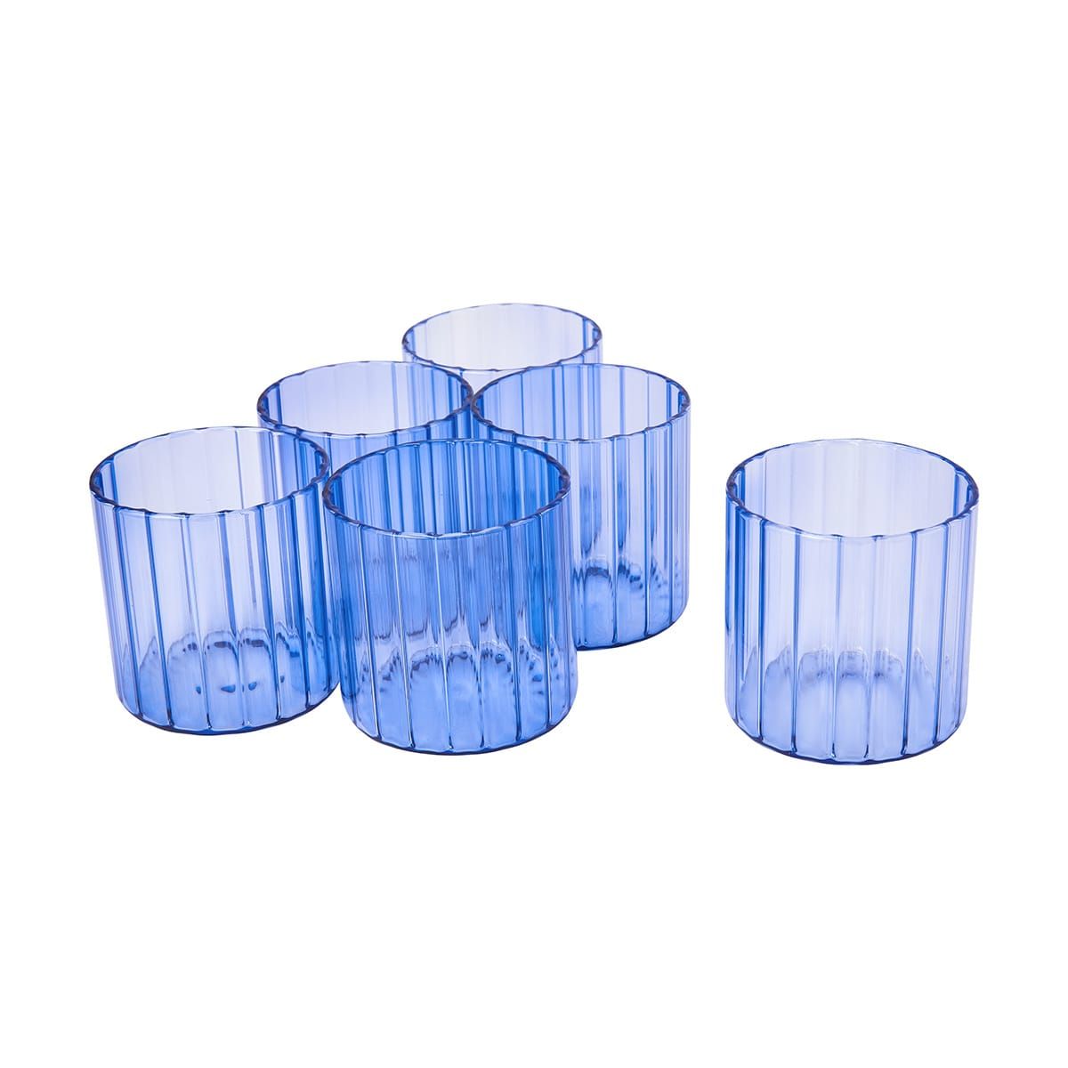 6 Blue Wavy Tumblers