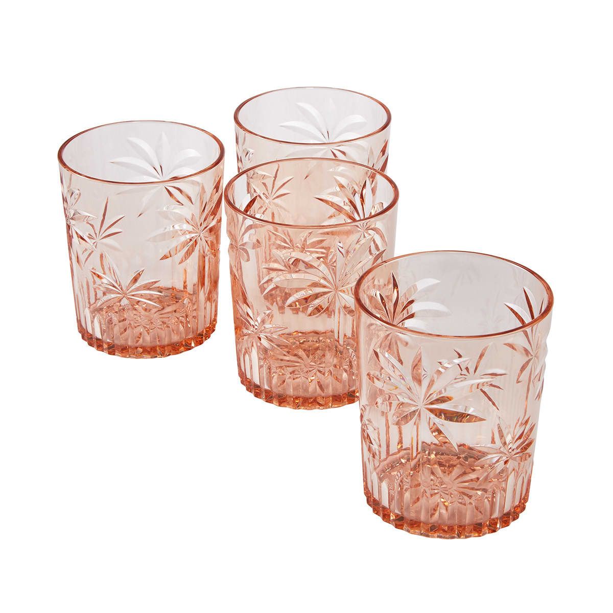 4 Pink Palm Acrylic Tumblers