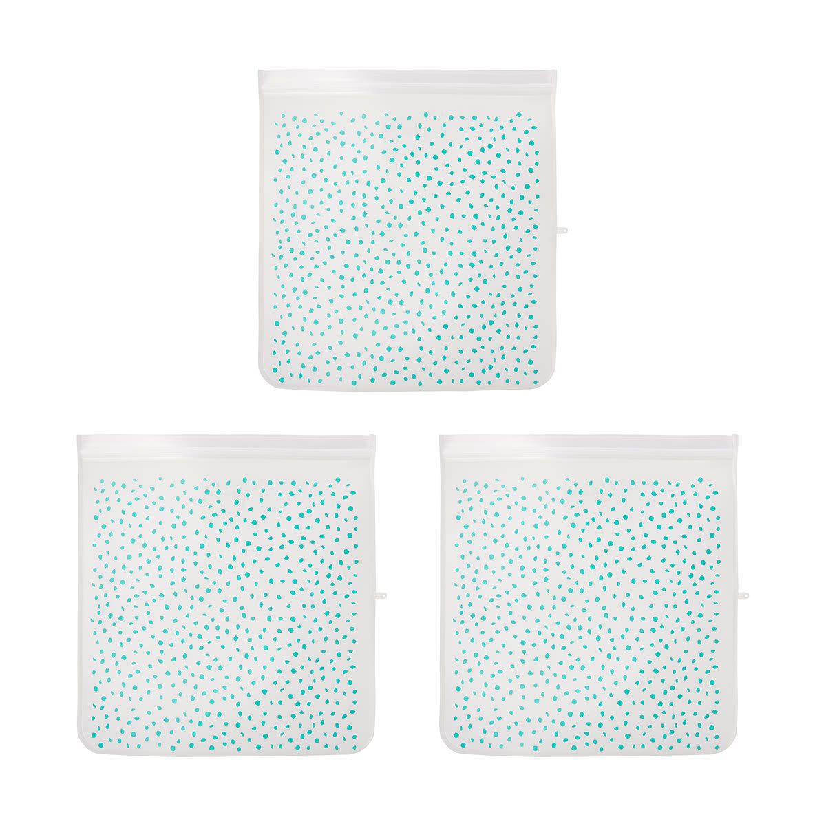 3 Pack Teal Dot Extra Large Snack and Food Pouches