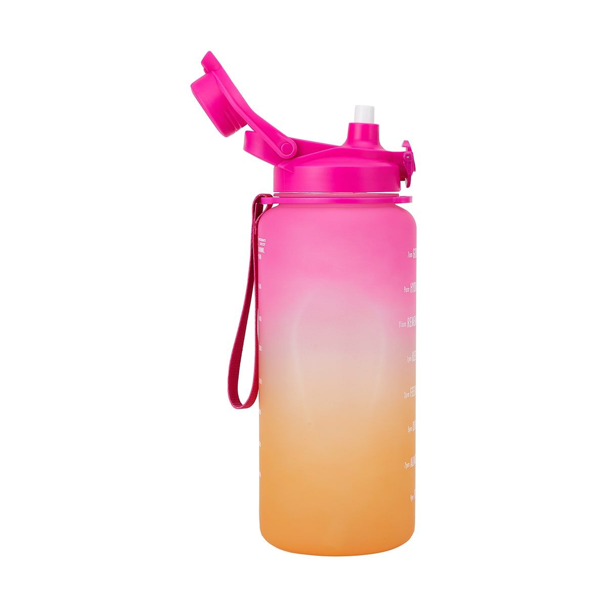 2.1L Pink and Orange Ombre Daily Intake Flip Lid Drink Bottle
